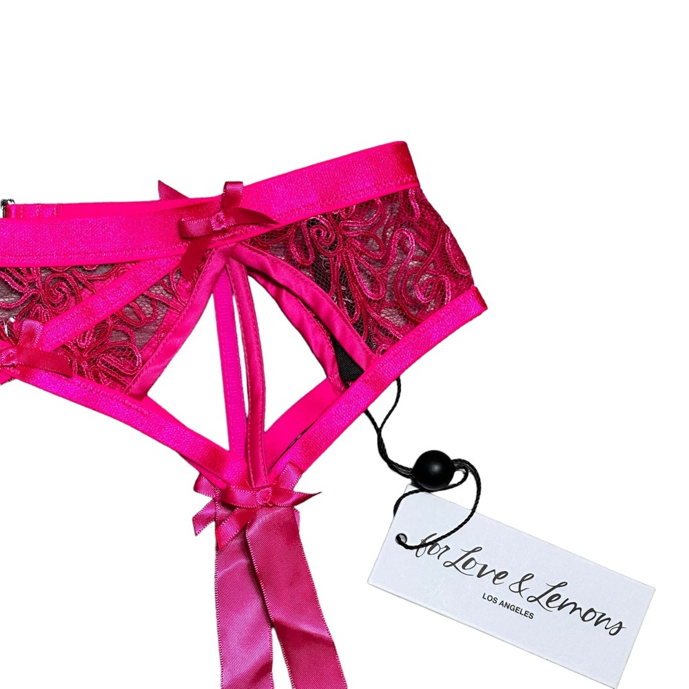 For Love & Lemons Soutache Hot Pink Embroidered Garter Panties NWT - Picture 6 of 11